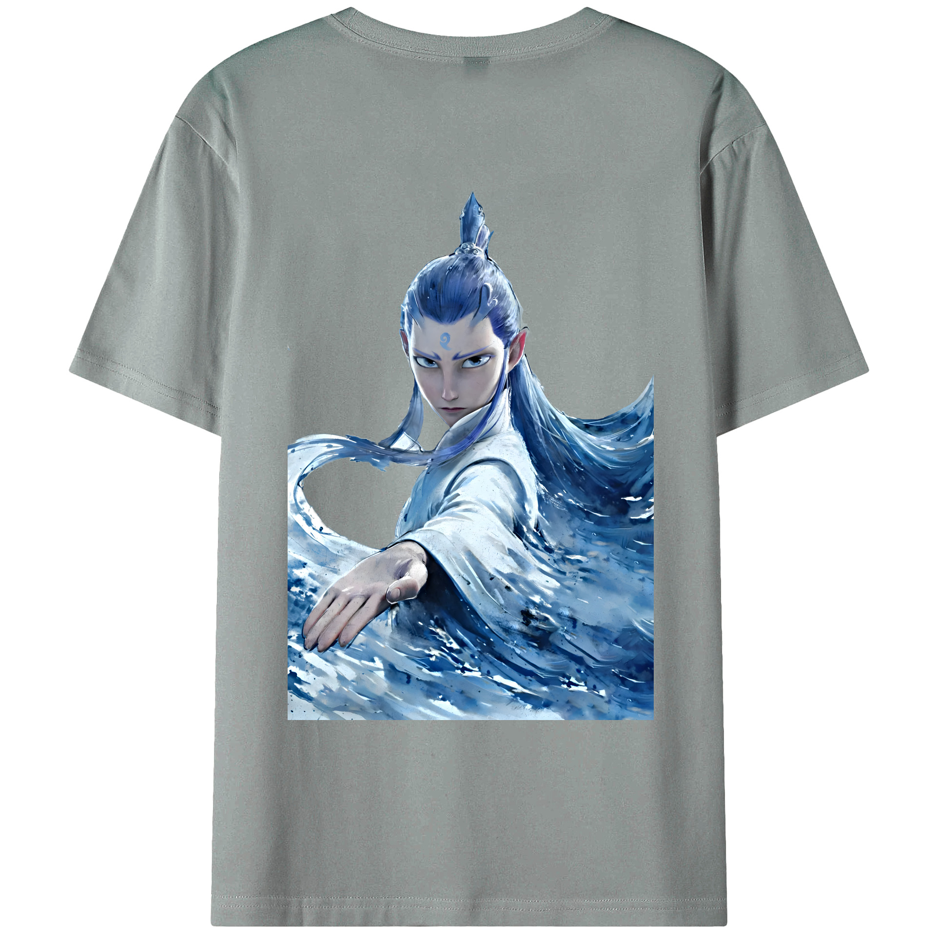 （画像用） Ne Zha 2 ナタ 魔童の大暴れ 綿100％ メンズ半袖Tシャツ（バックプリント） 通気性